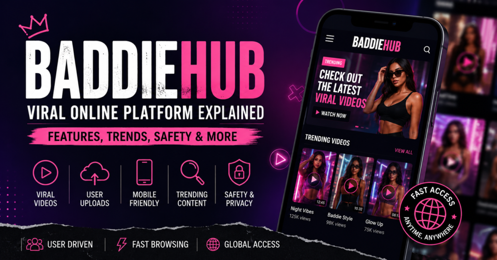 Featured banner illustrating Baddiehub as a viral online platform with modern digital interface, social media elements, and internet trend concept design